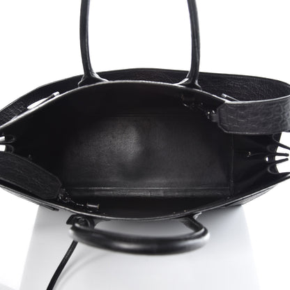 Saint Laurent Calfskin Crocodile Embossed Large Sac De Jour Carryall Black 5 of 14