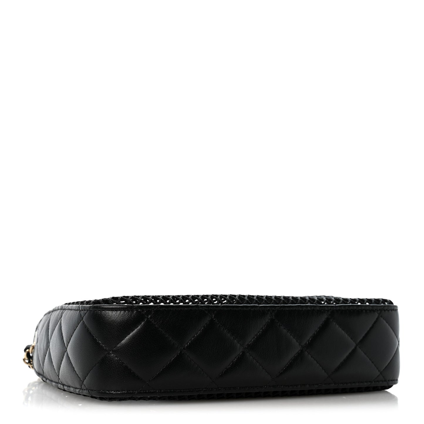 Mesh Shiny Lambskin Clutch With Chain Black