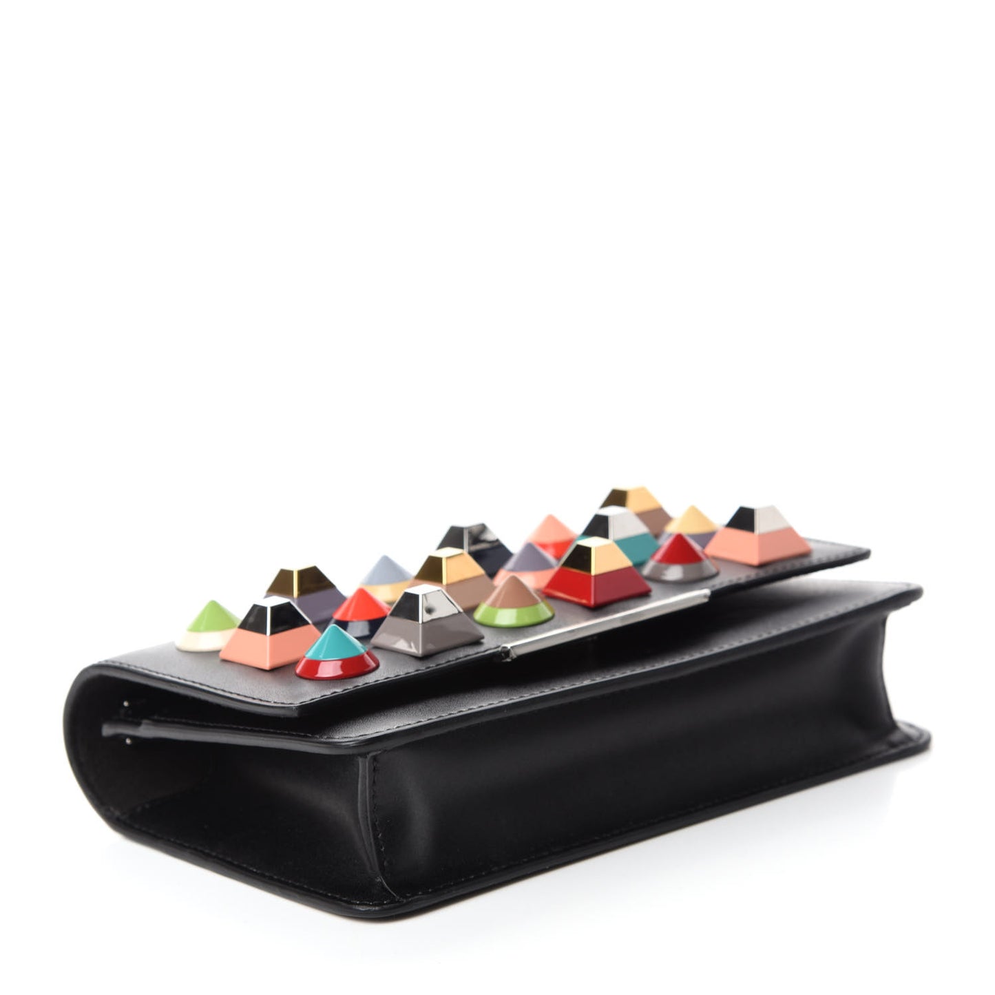 Vitello Liberty Studded Tube Wallet On Chain Black Multicolor