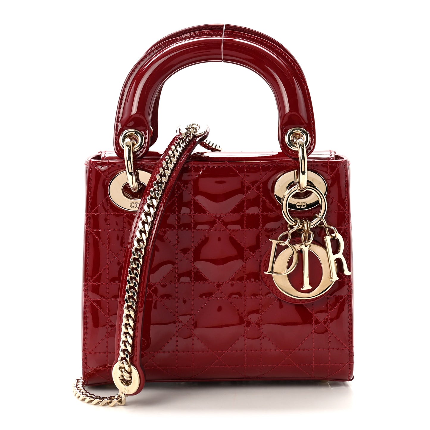 Patent Cannage Mini Lady Dior Red