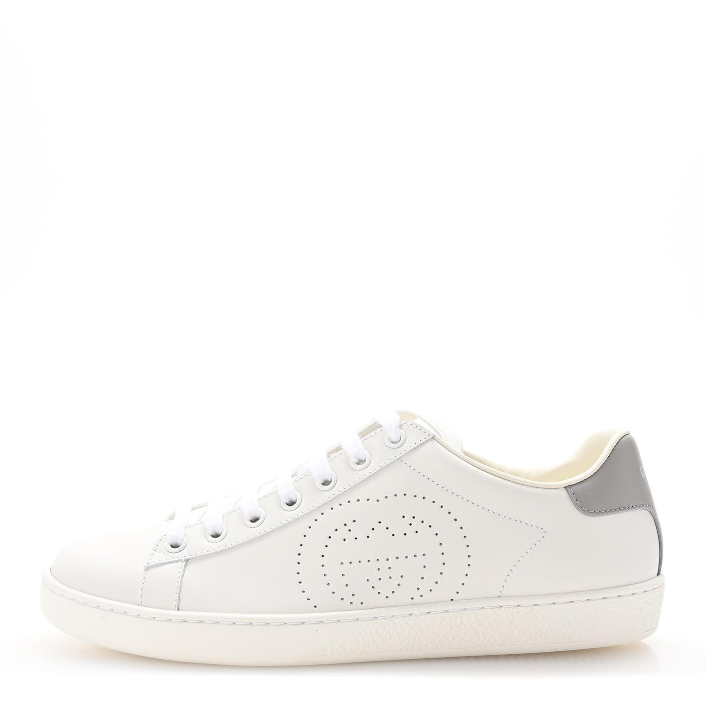 Calfskin Interlocking G Perforated Womens Ace Sneakers 39 White Grey Sky