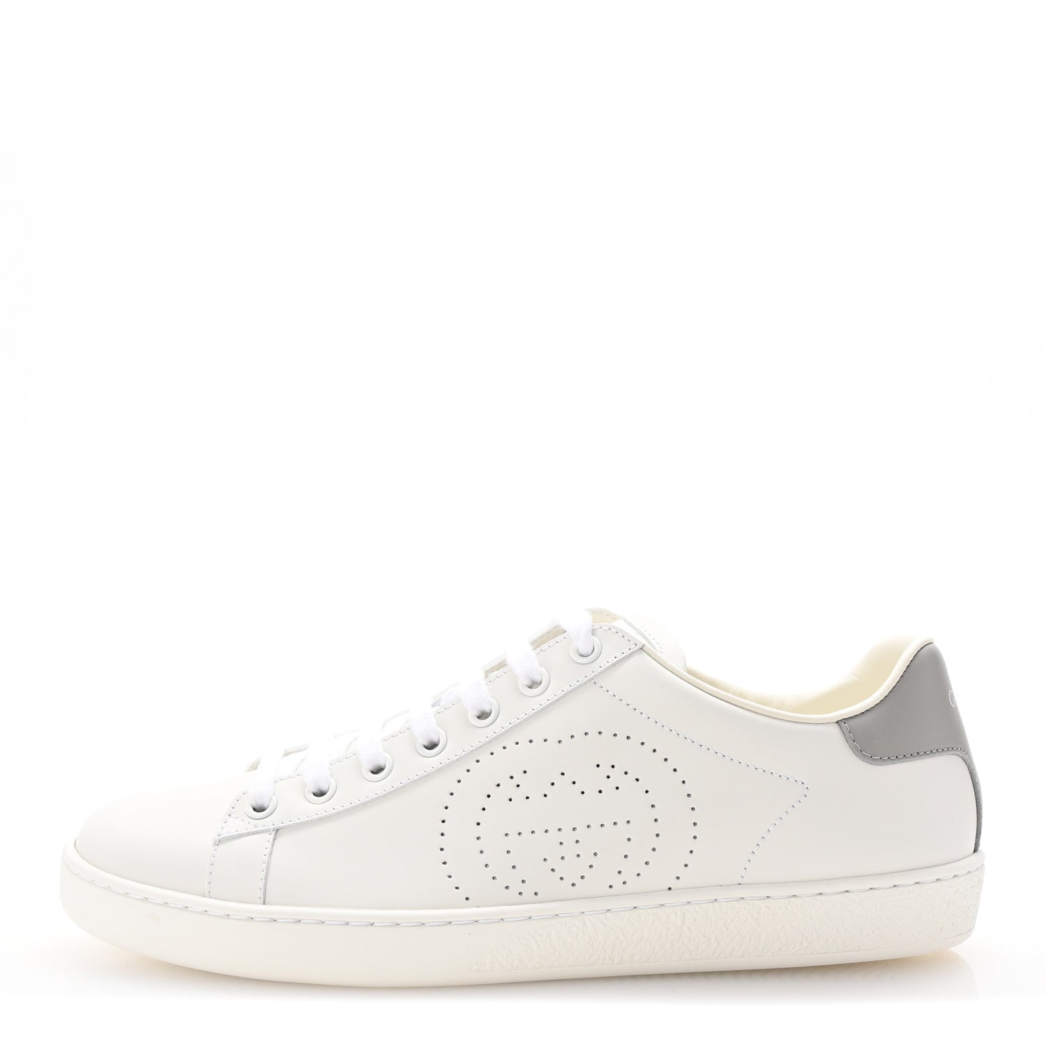 Gucci Calfskin Interlocking G Perforated Womens Ace Sneakers 39 White Grey Sky 1 of 11