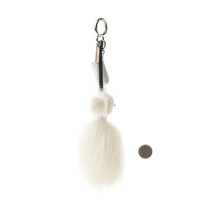 Fendi Fox Goat Mink Fur Nappa Crystal Studded Mini Karlito Tuxedo Bag Charm White Multicolor 2 of 5