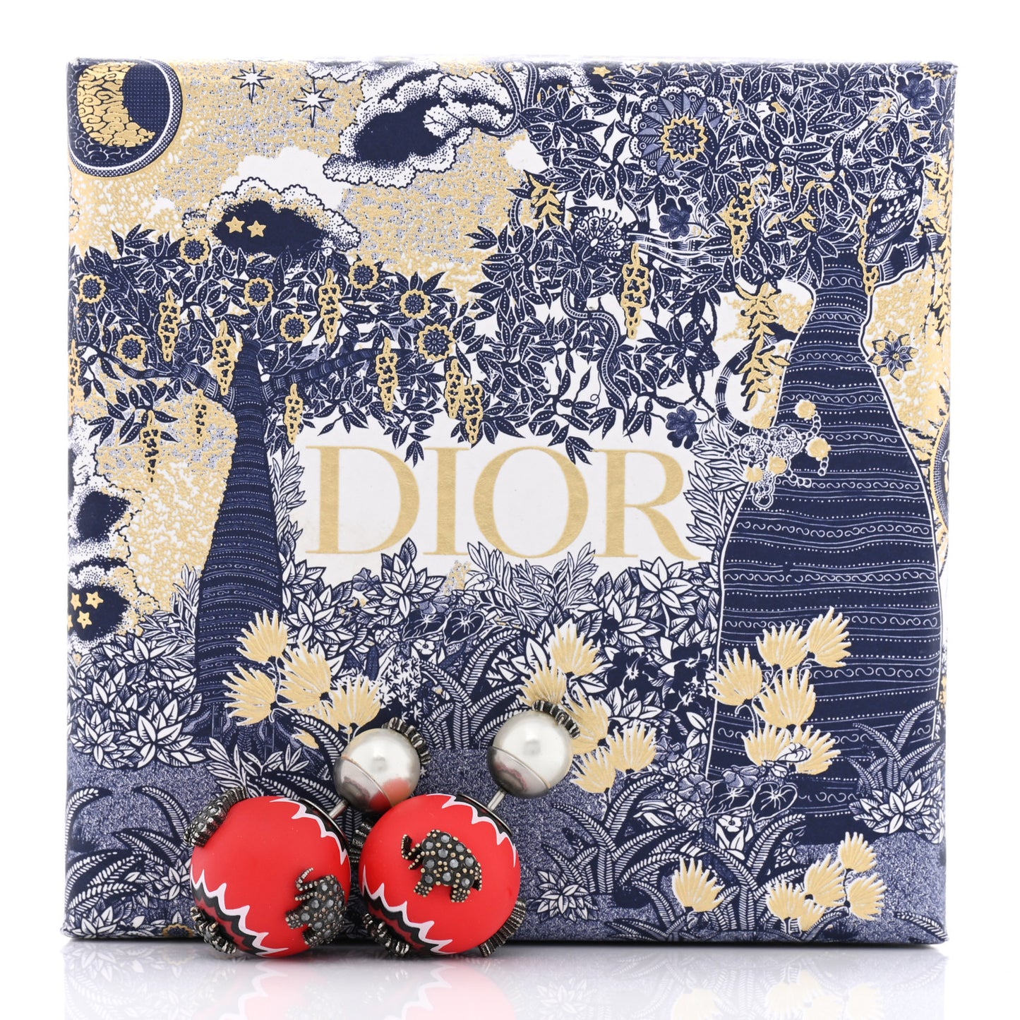 Crystal Mise En Dior Tribal Earrings Matte Red