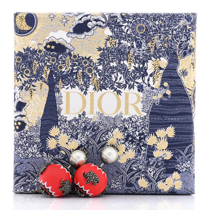 Christian Dior Crystal Mise En Dior Tribal Earrings Matte Red 6 of 6