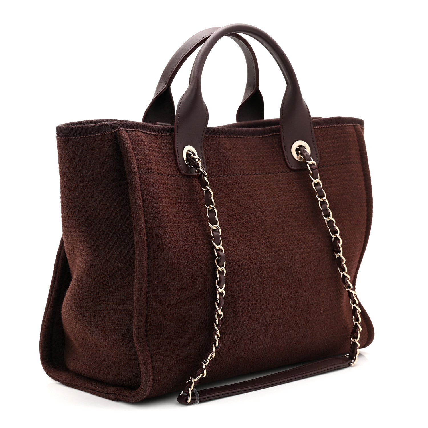 Chanel Mixed Fibers Calfskin Small Deauville Tote Burgundy 6 of 21