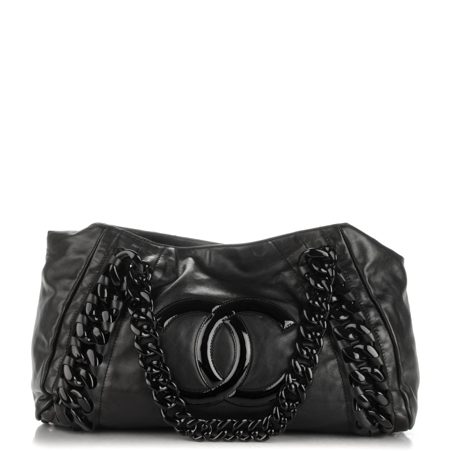 Chanel Calfskin Modern Chain Rhodoid East West Tote Black 1 of 7