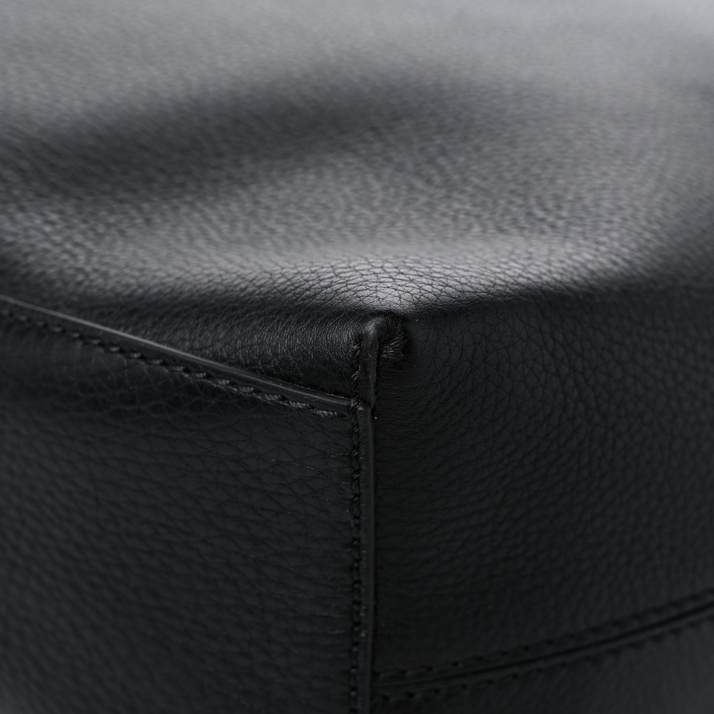 Grained Calfskin Rockstud Shoulder Tote Black