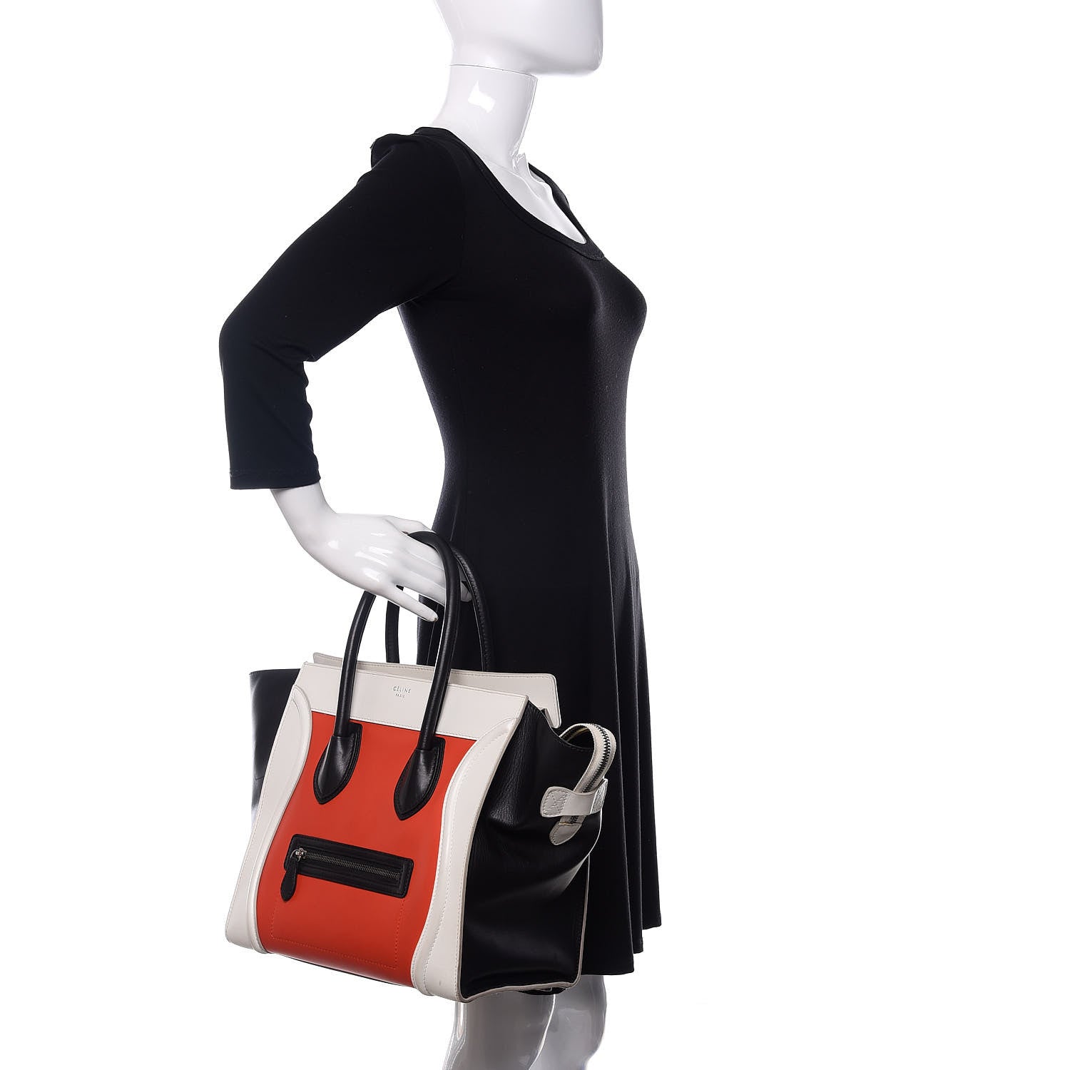 Celine Smooth Calfskin Mini Tri-Color Luggage Vermillion 2 of 9