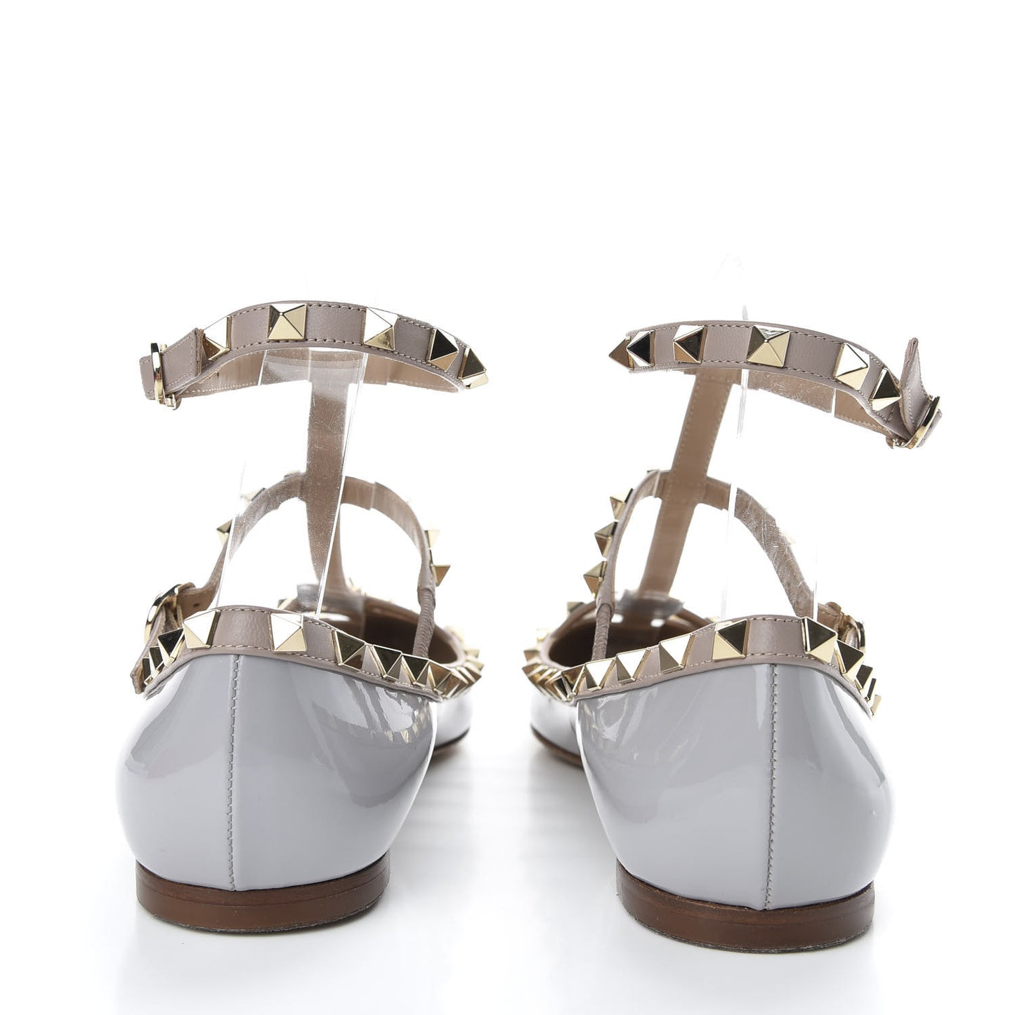 Patent Rockstud Cage Ballerina Flats 39 Grey Poudre