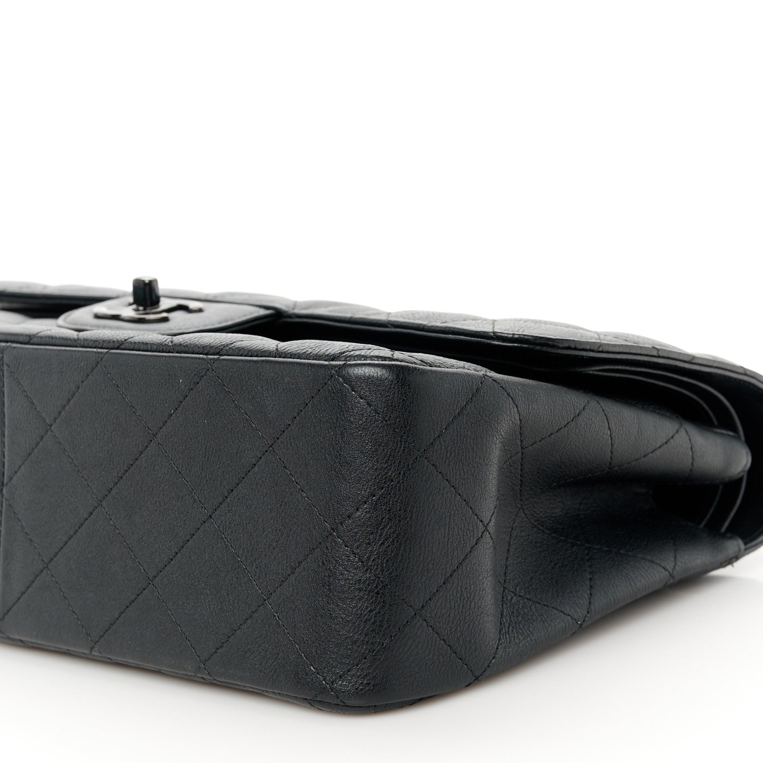 Chanel Crumpled Calfskin Quilted Jumbo Double Flap So Black 11 of 11