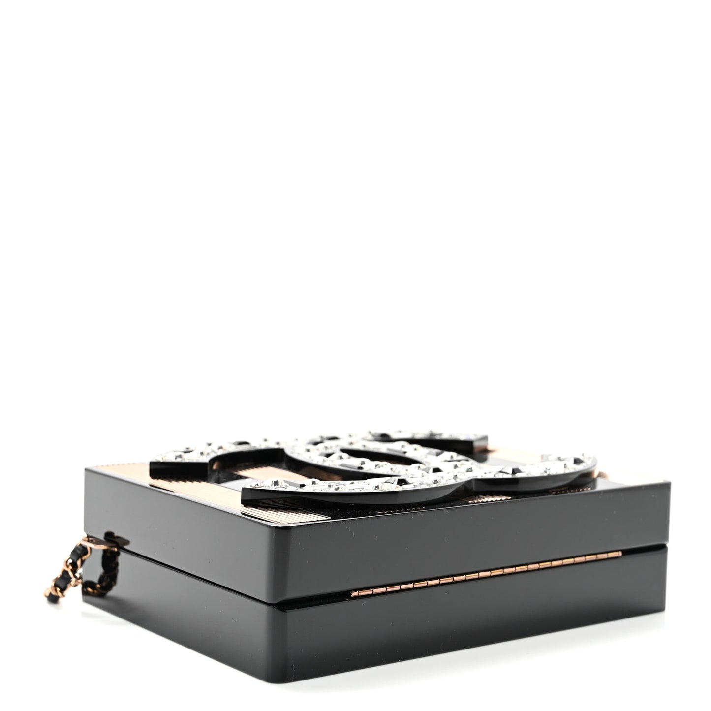 Plexiglass Crystal CC Minaudiere Clutch Black Copper
