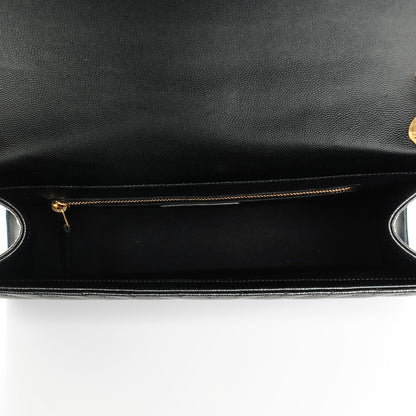 Saint Laurent Grain De Poudre Matelasse Chevron Large Monogram Satchel Black 5 of 6
