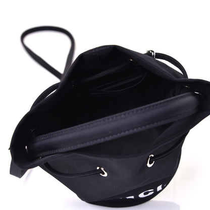 Balenciaga Recycled Sport Nylon Logo Embroidered Wheel Drawstring Bucket Bag XS Black 5 of 11