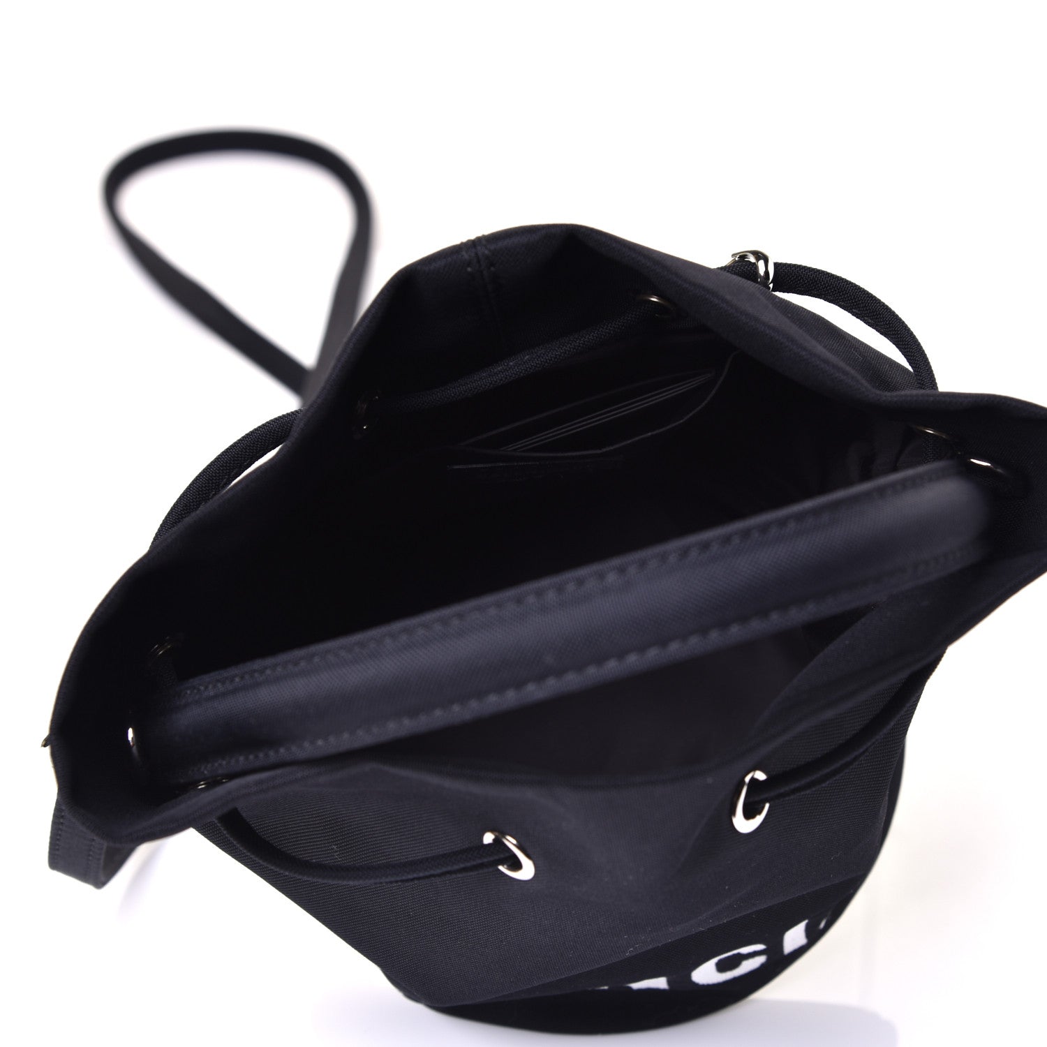 Balenciaga Recycled Sport Nylon Logo Embroidered Wheel Drawstring Bucket Bag XS Black 5 of 11