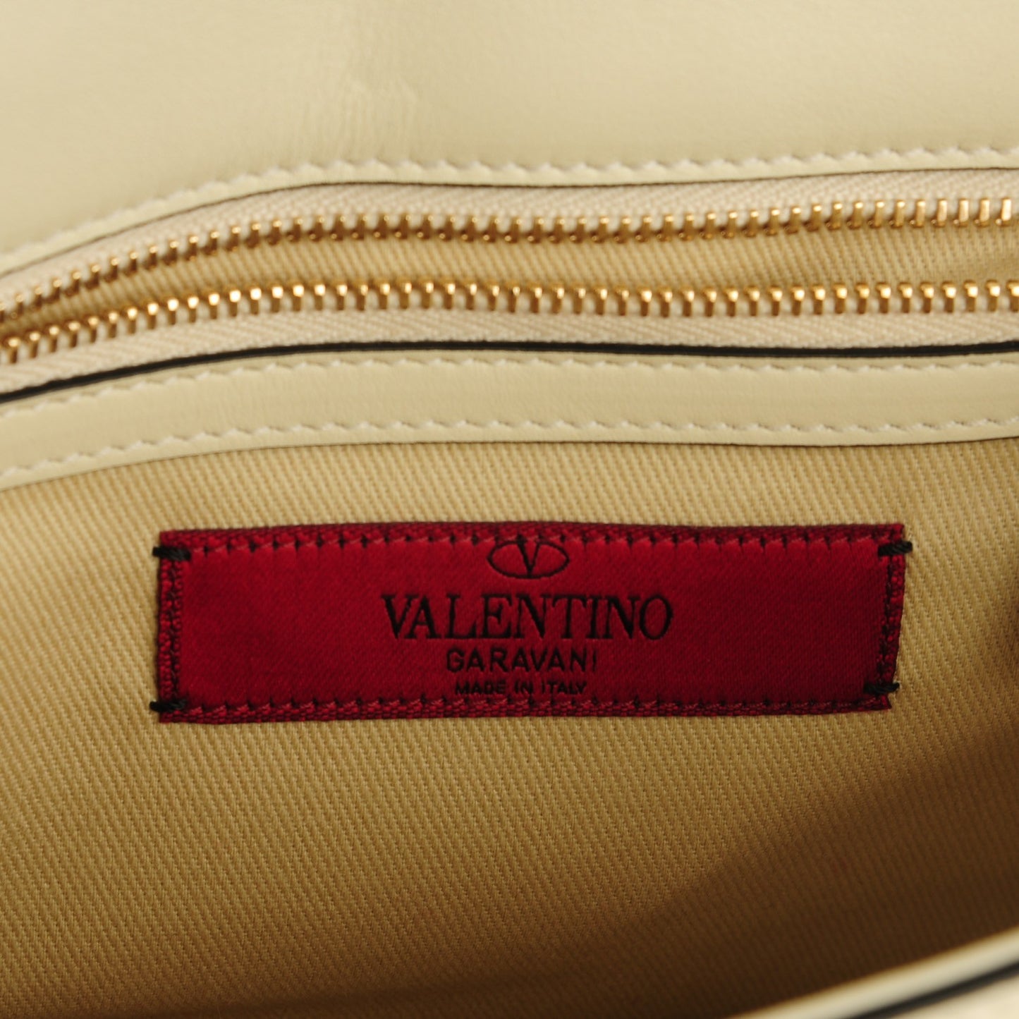 Vitello Small Glam Lock Rockstud Flap Ivory