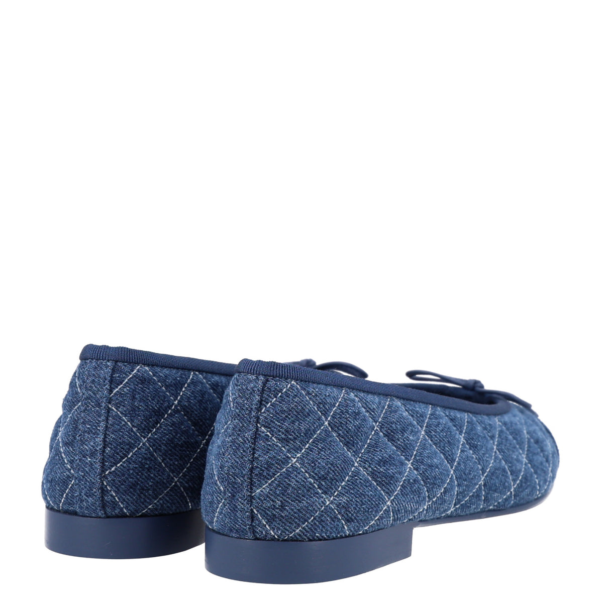 Washed Denim Quilted Cap Toe CC Ballerina Flats 39 Blue