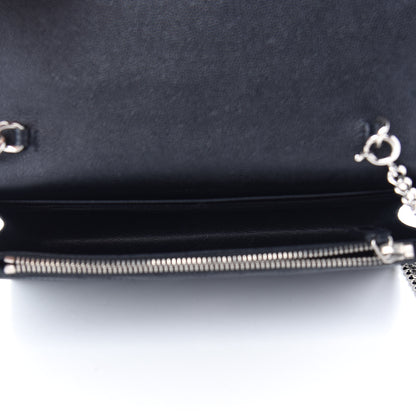 Saint Laurent Grain De Poudre Matelasse Chevron Monogram Envelope Chain Wallet Black 4 of 7