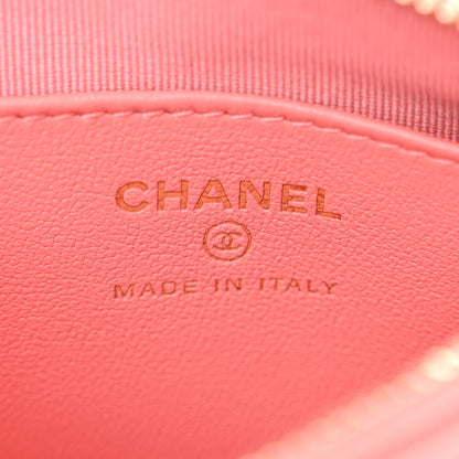 Chanel Shiny Crumpled Lambskin Quilted Mini Clutch With Chain  Pink 6 of 11