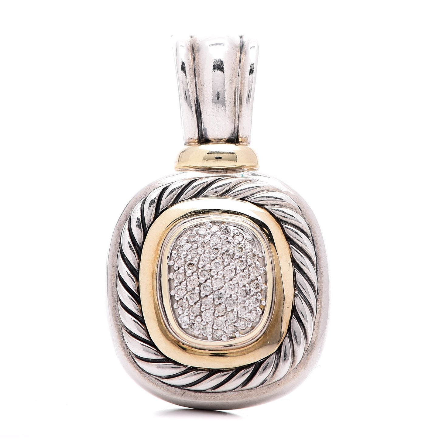 Sterling Silver 18K Yellow Gold Diamond Albion Enhancer Pendant