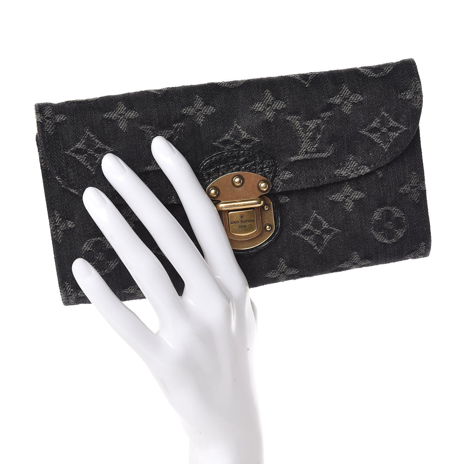 Louis Vuitton Denim Amelia Wallet Black 2 of 8