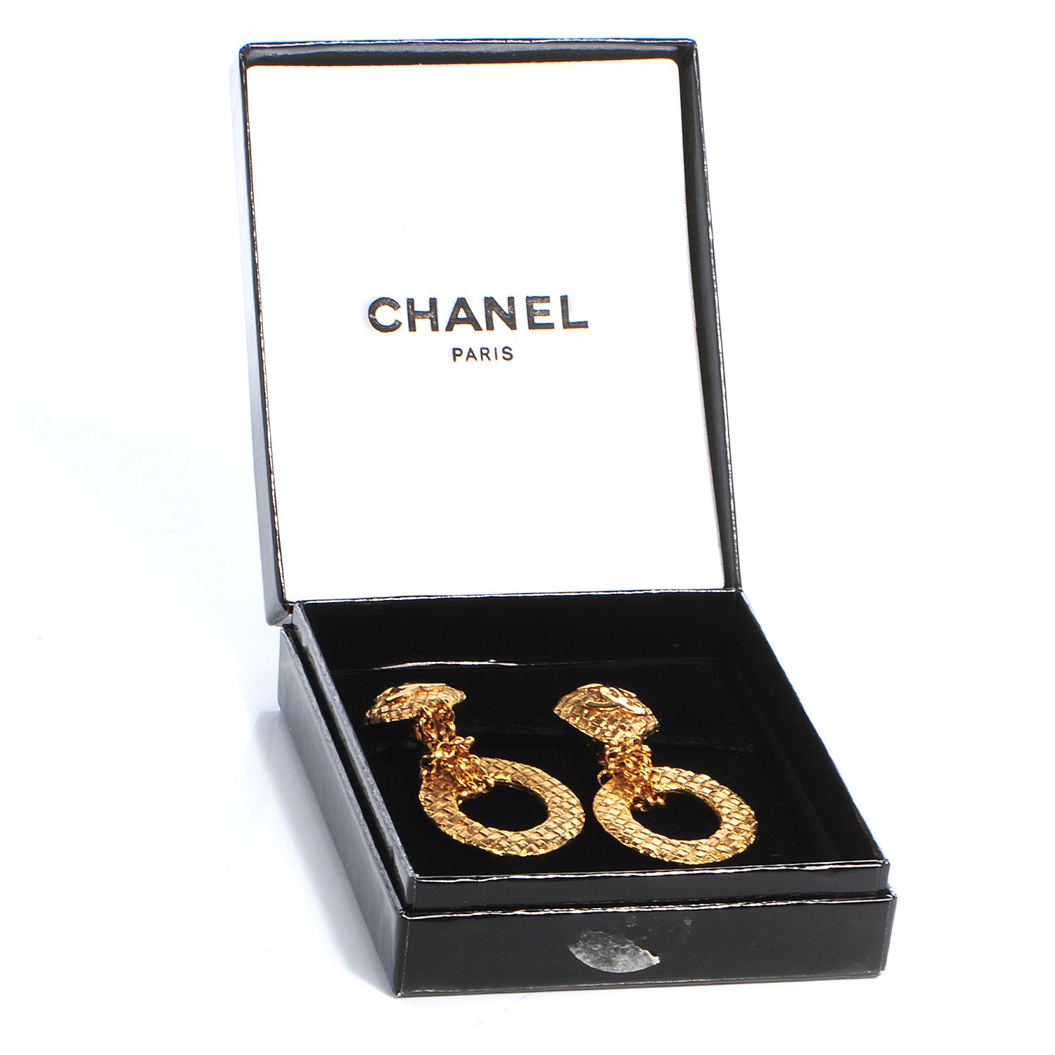 Chanel CC Quilted Clip On Drop Earrings Gold 5 of 5
