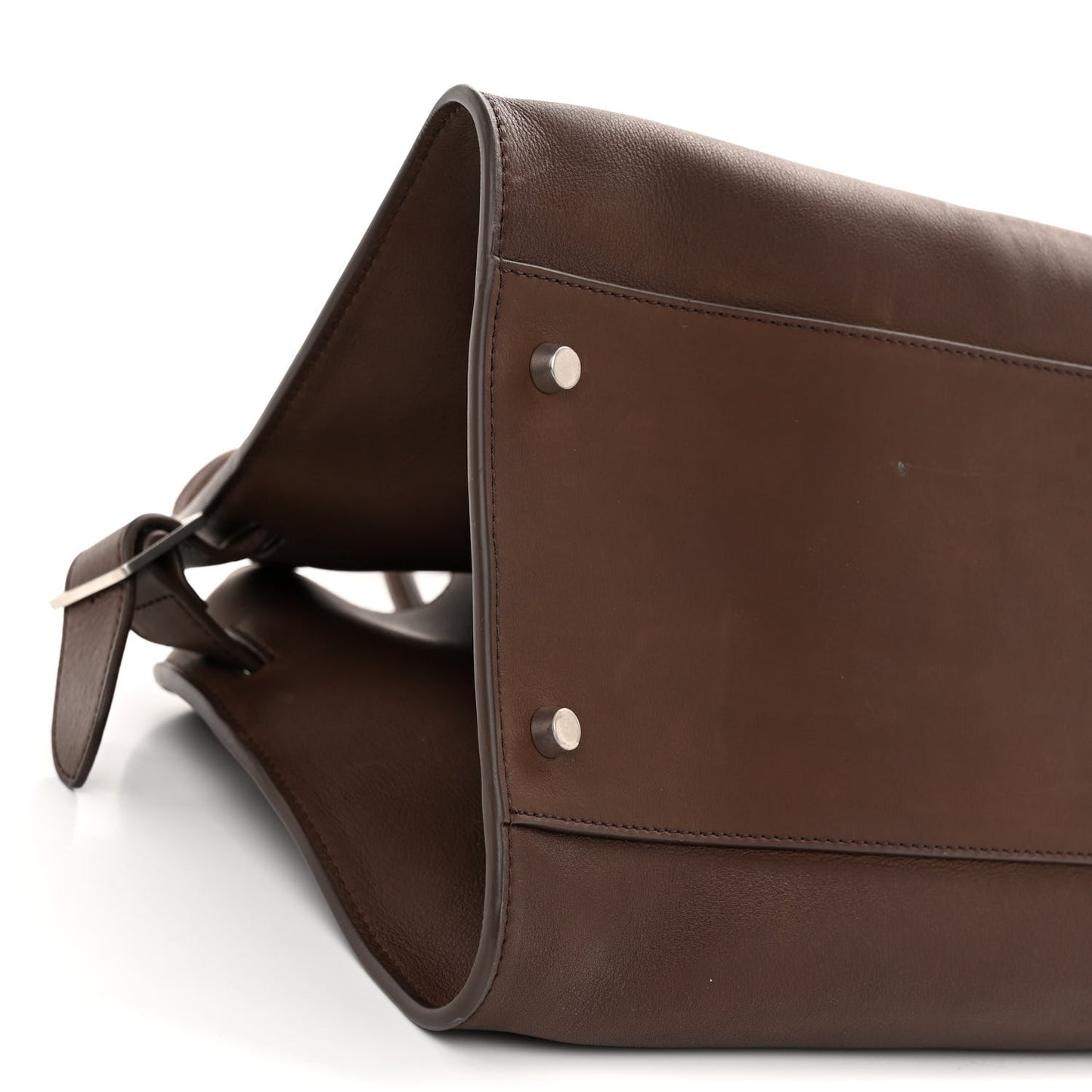 Polished Saddle Calfskin EW Margaux Dark Chocolate