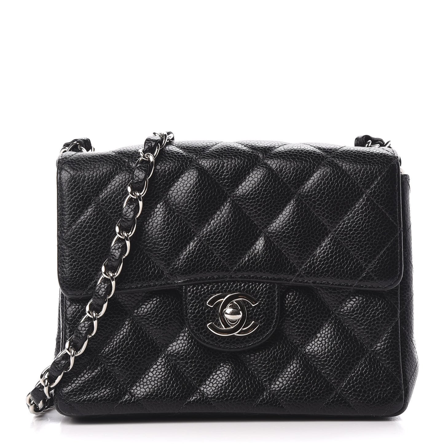 Caviar Quilted Mini Square Flap Black