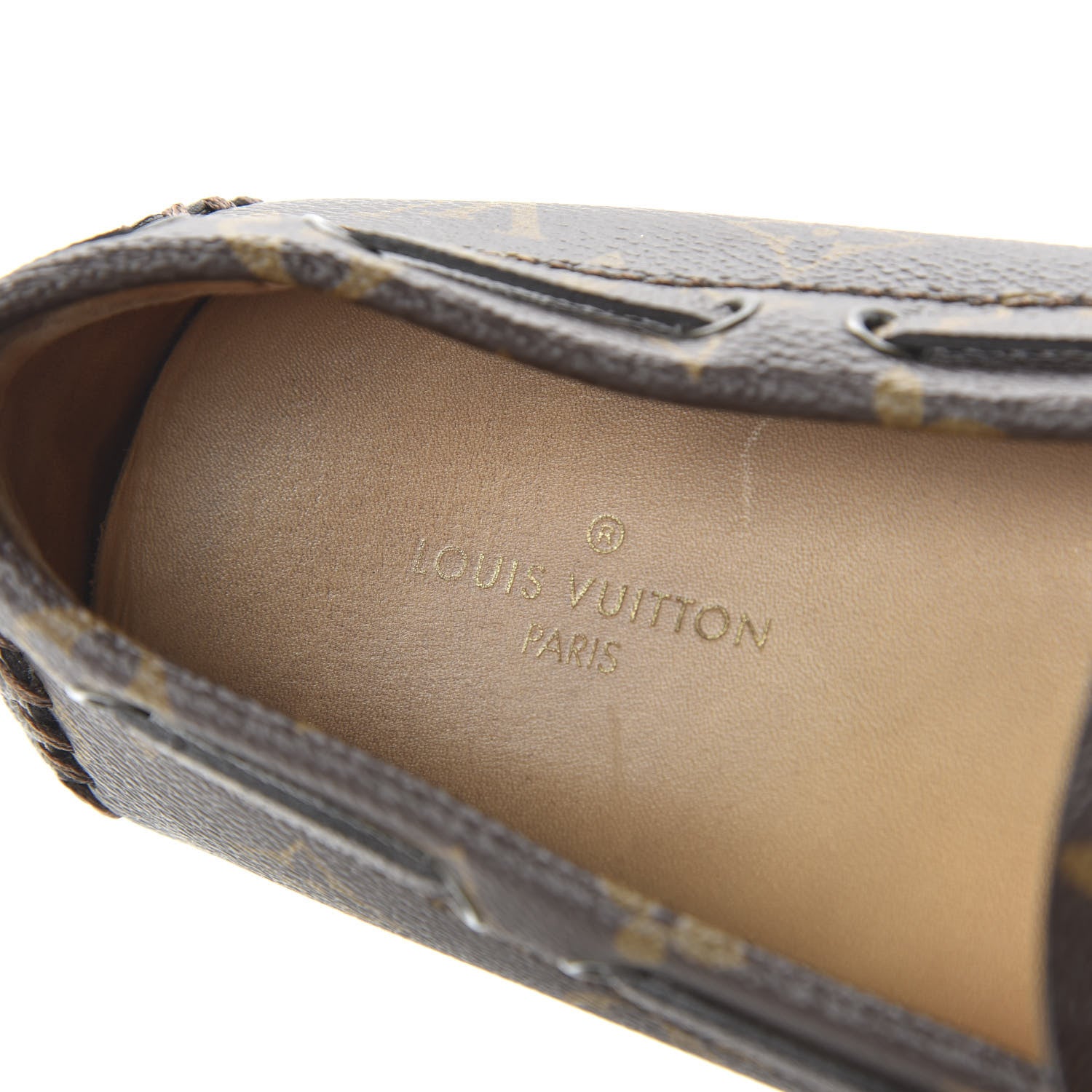 Louis Vuitton Monogram Mens Arizona Car Shoe Moccasin Loafers 12 Macassar 7 of 8