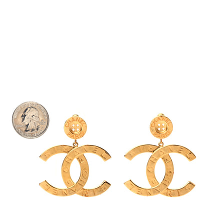 Chanel Metal Large Paris Button Earrings Gold 2 of 4