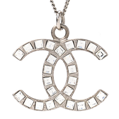 Chanel Baguette Crystal CC Necklace Silver 4 of 6