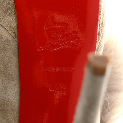 Christian Louboutin Suede Coyote Fur Toundra 140 Booties Boots 40.5 Beige 7 of 7