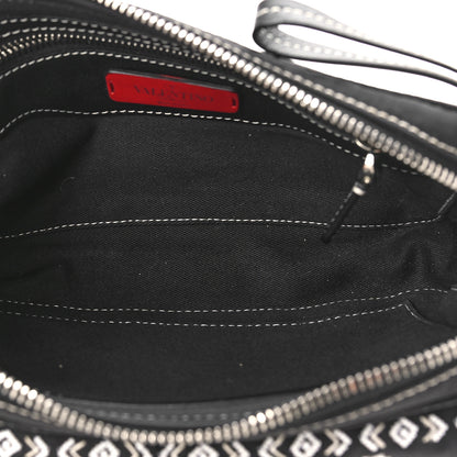 Valentino Garavani Canvas Embellished Rockstud Convertible Bag Black White 5 of 8