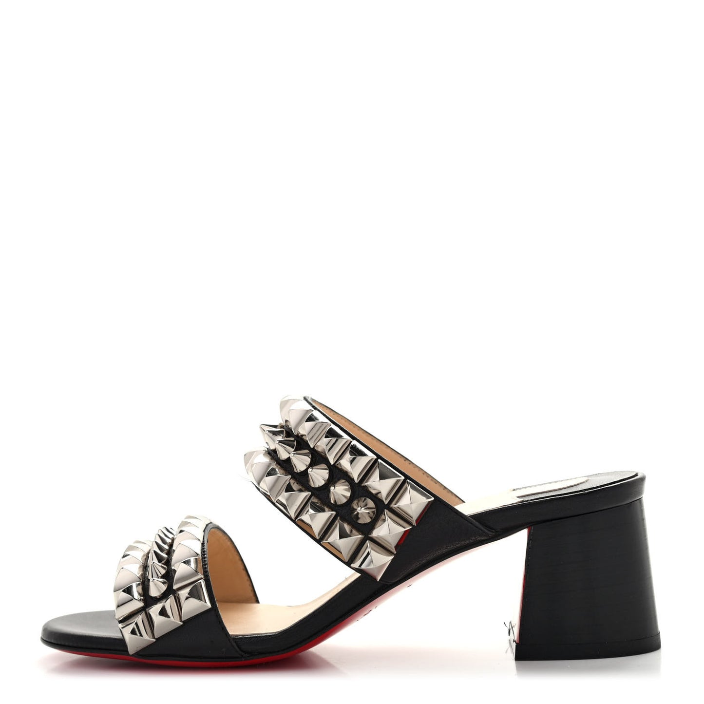 Calfskin Studded Tina Goes Mad 55 Slide Sandals 35 Black