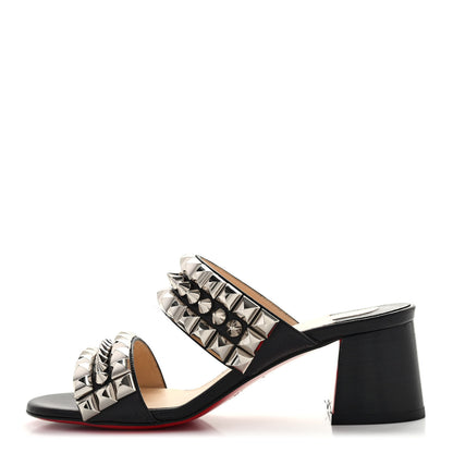 Christian Louboutin Calfskin Studded Tina Goes Mad 55 Slide Sandals 35 Black 1 of 9