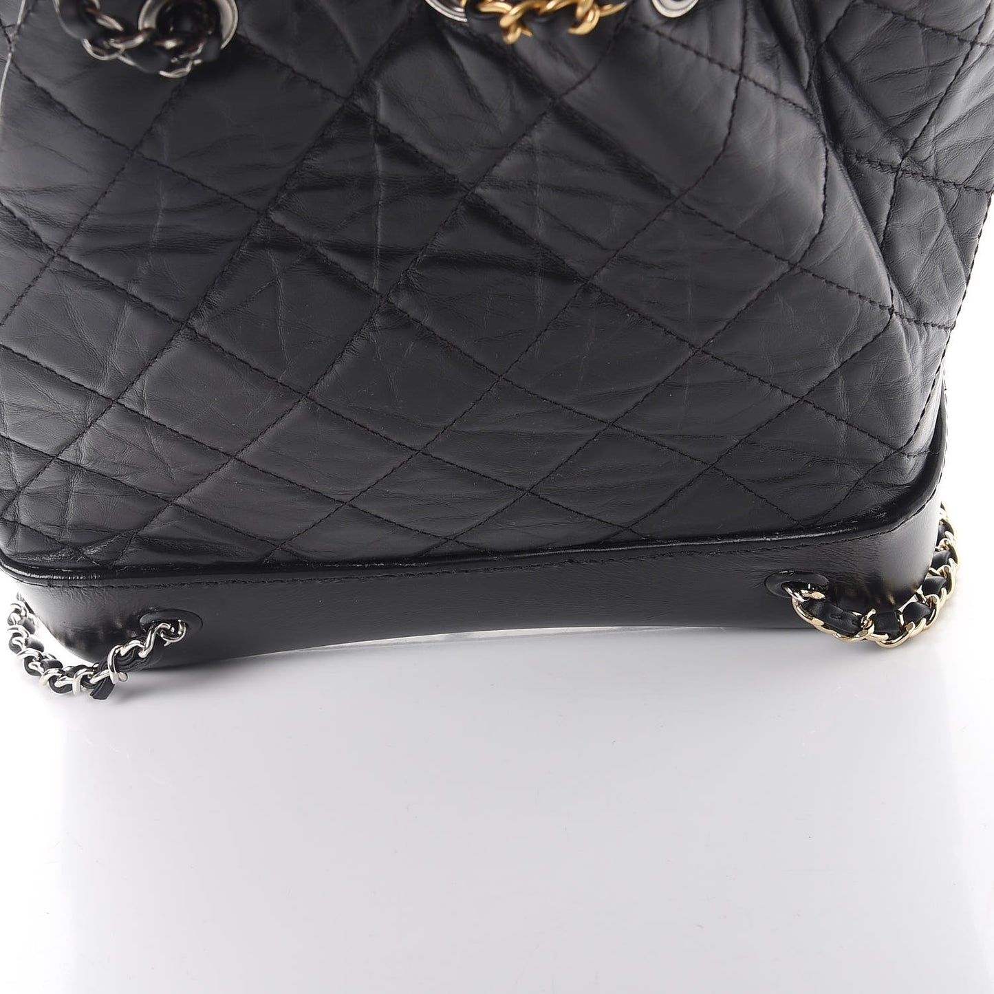 Aged Calfskin Quilted Gabrielle Backpack Black