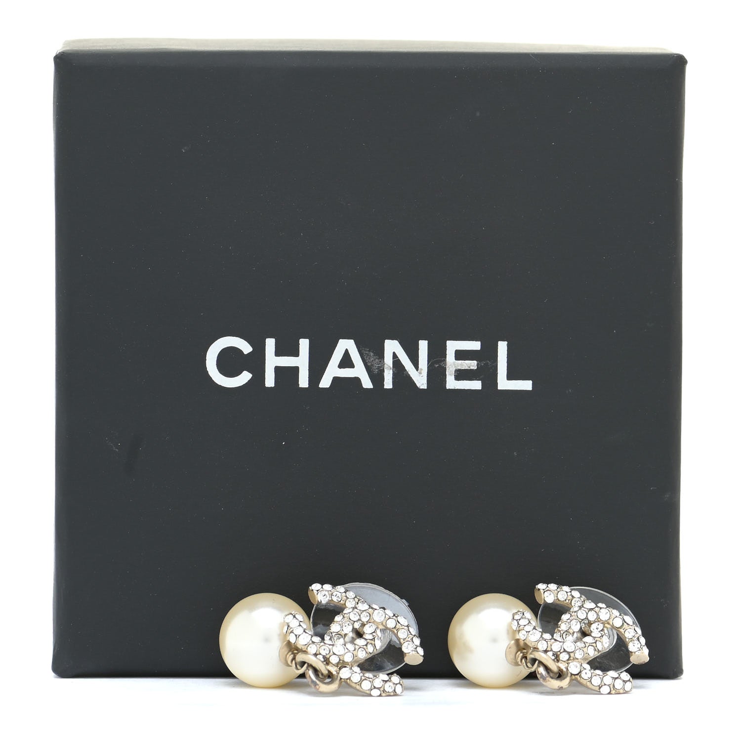 Chanel Pearl CC Drop Earrings Gold Silver 5 of 5