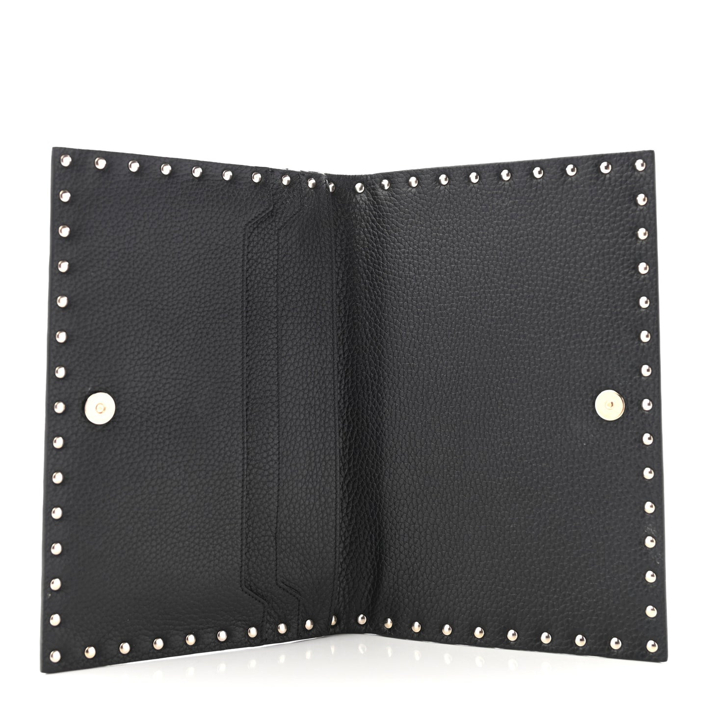 Pebbled Calfskin Rockstud Flap Clutch Black