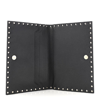 Valentino Garavani Pebbled Calfskin Rockstud Flap Clutch Black 4 of 5