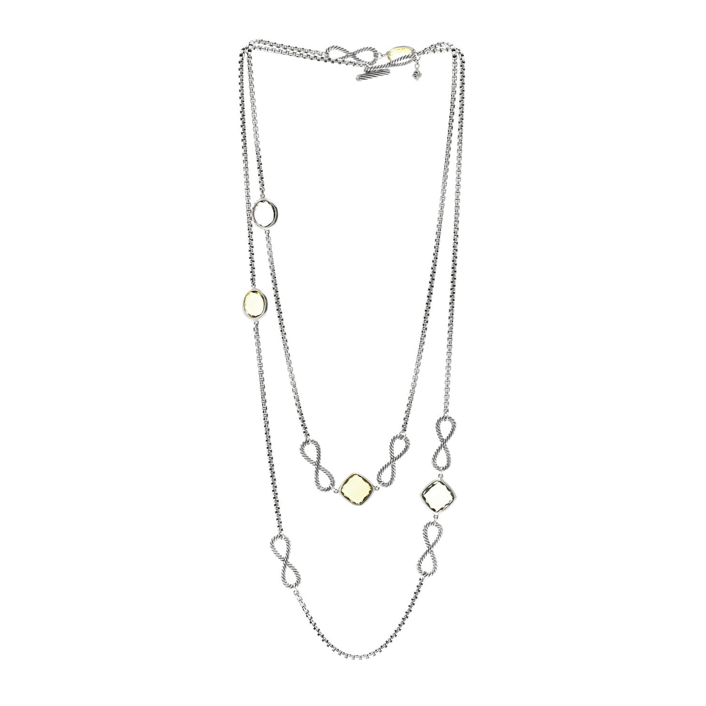 Sterling Silver Prasiolite Citrine Infinity Station Necklace