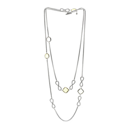 David Yurman Sterling Silver Prasiolite Citrine Infinity Station Necklace 3 of 4