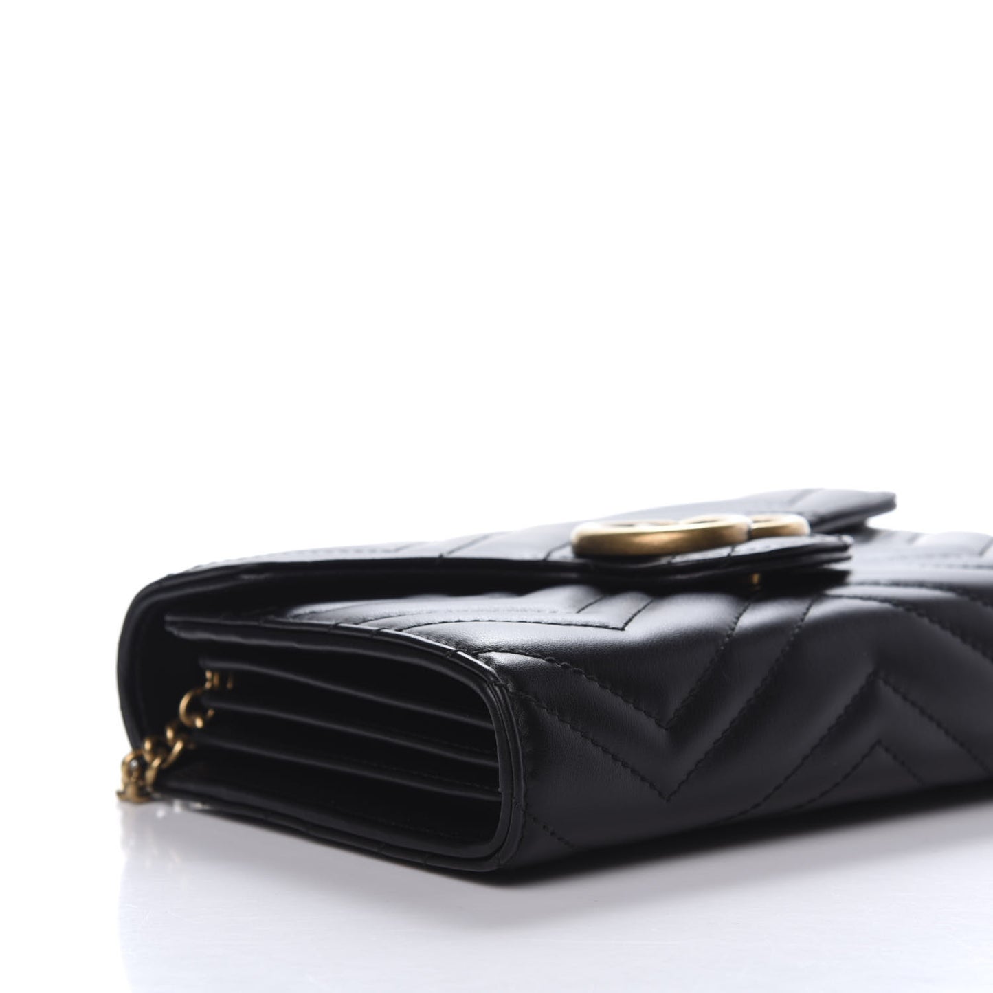 Calfskin Matelasse GG Marmont Chain Wallet Black