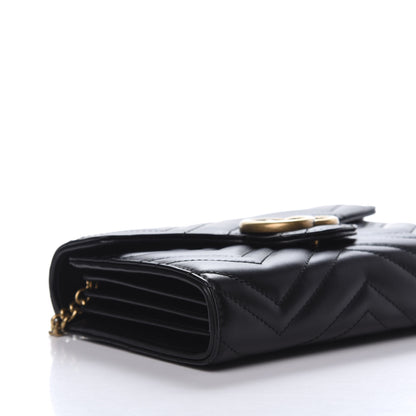 Gucci Calfskin Matelasse GG Marmont Chain Wallet Black 6 of 12
