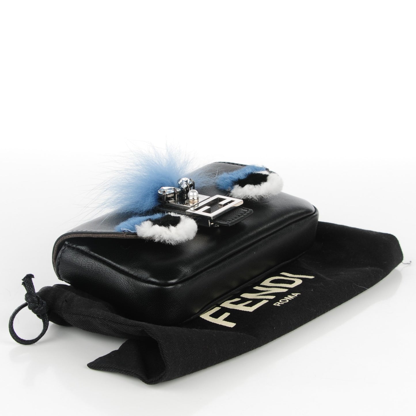 Nappa Rabbit Fox Fur Micro Buggie Baguette Black