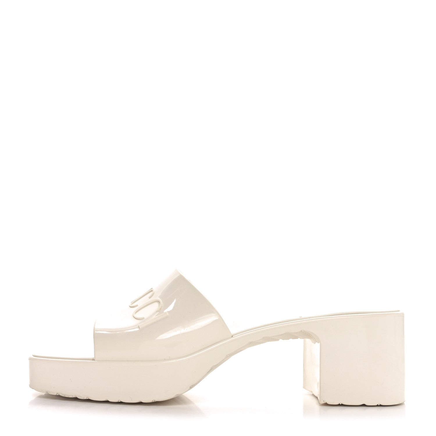 Gucci Rubber Gucci Logo Womens Platform 20/60mm Slide Sandals 37 Mystic White 1 of 9