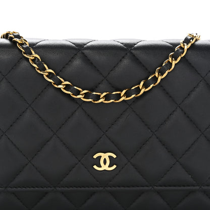Chanel Lambskin Quilted Wallet On Chain WOC Black 9 of 11