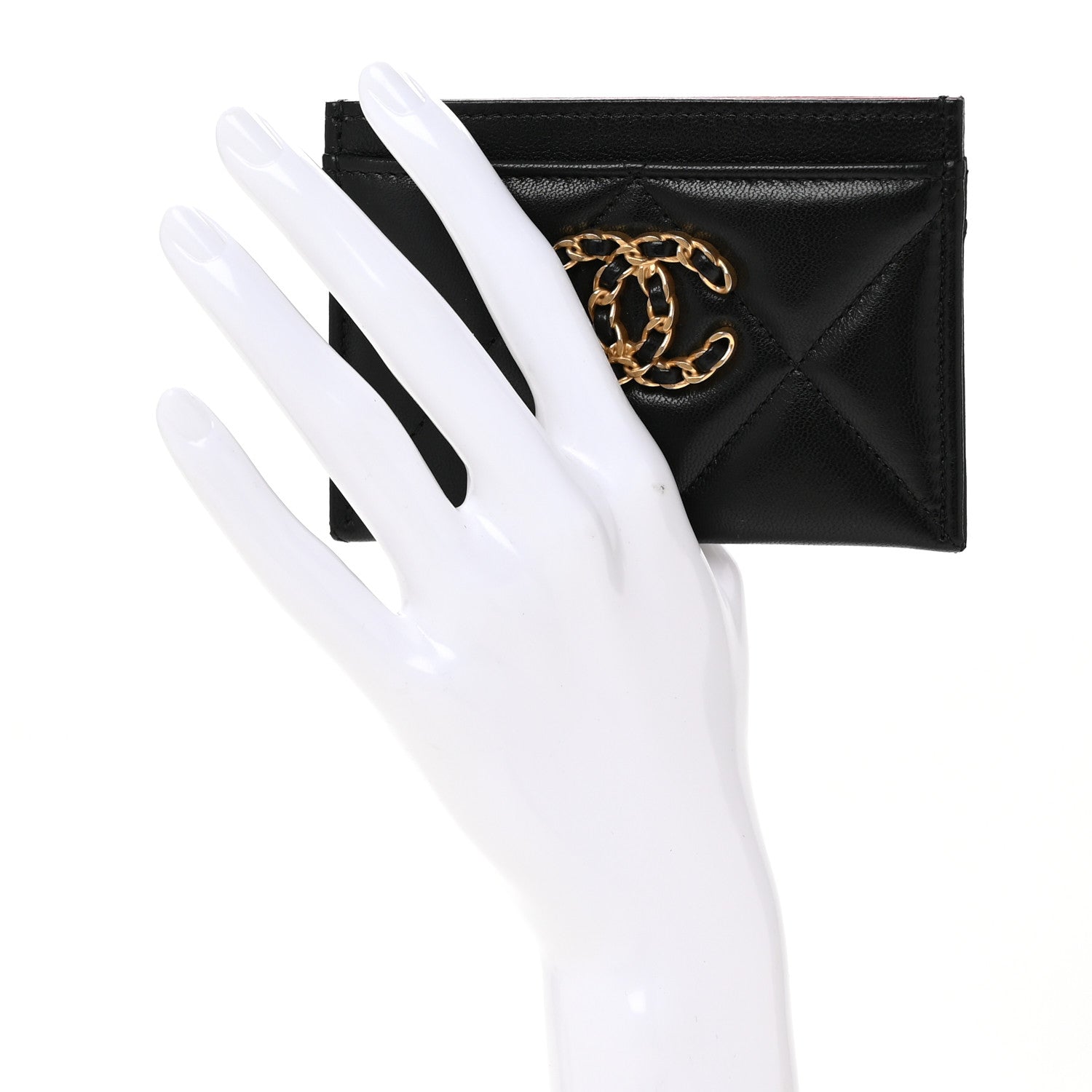 Chanel Lambskin Quilted Chanel 19 Card Holder Black 2 of 10