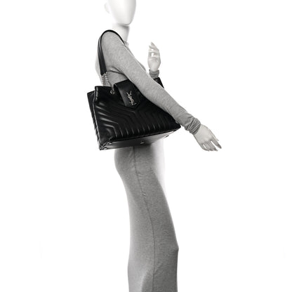 Saint Laurent Calfskin Y Quilted Monogram Large Loulou Shopper Black 2 of 11