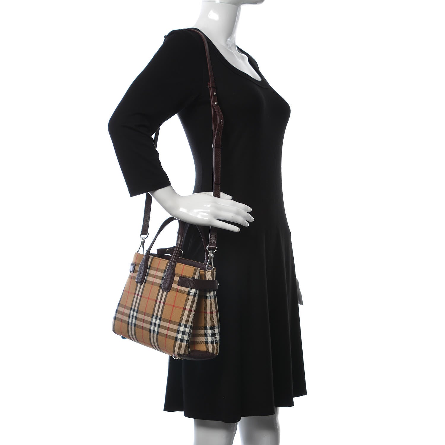 Burberry Goatskin Vintage Check Small Banner Tote Deep Claret 3 of 15
