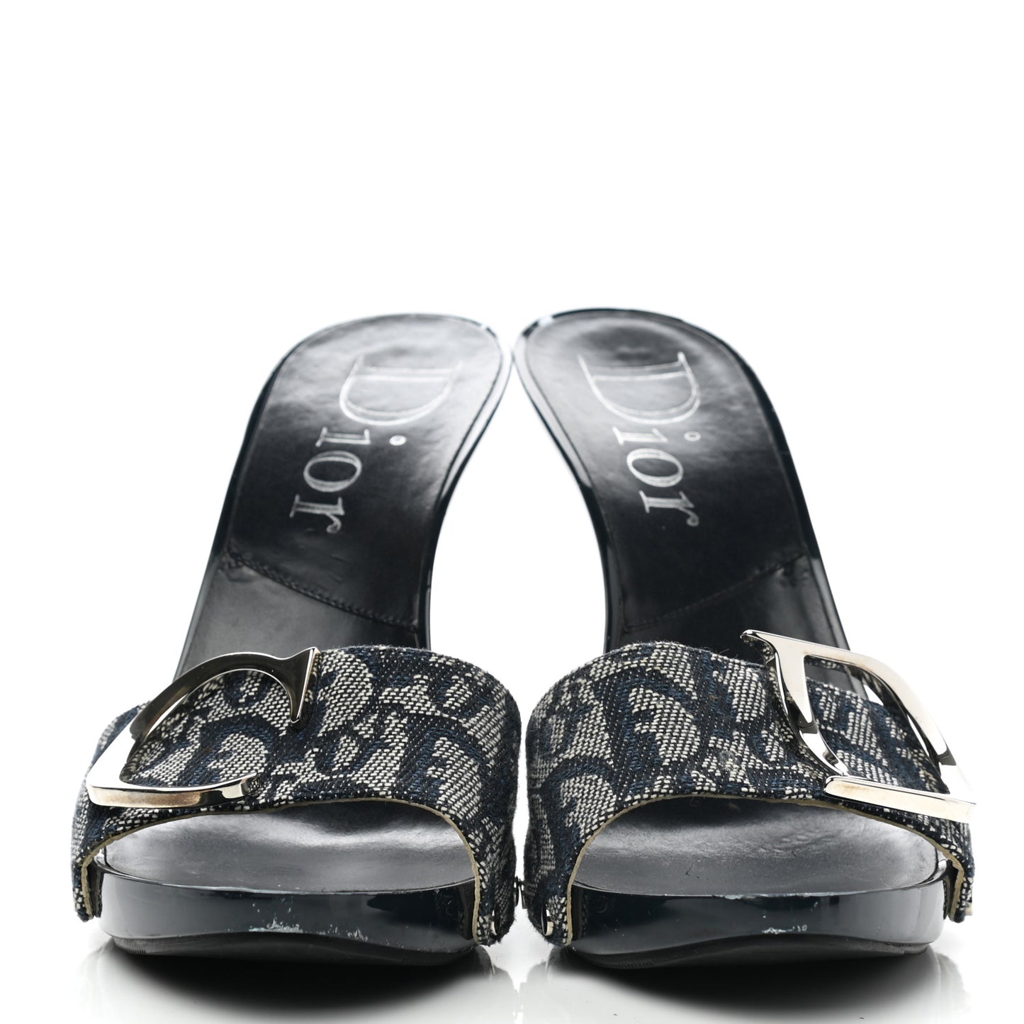 Canvas Monogram Sandals 36 Blue Marine